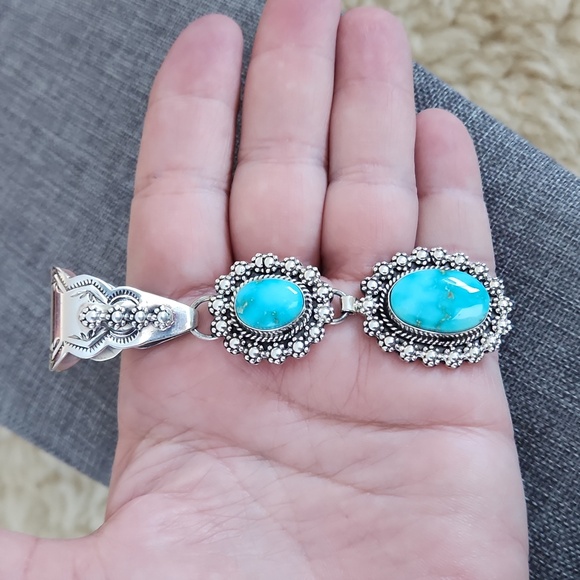 Incredible Native American Navajo 2 Stone Blue Ridge Turquoise Pendant 🩵🎁💙 - Picture 12 of 13